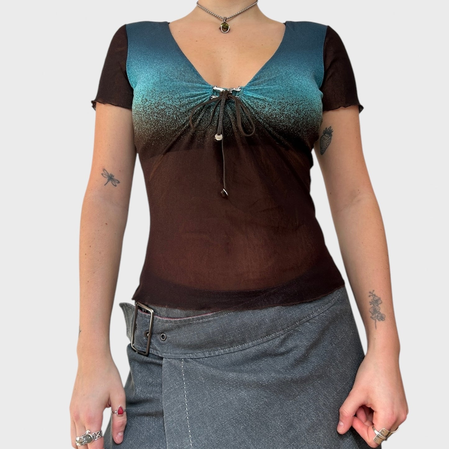 Roberto Cavalli Mesh Short Sleeve Top