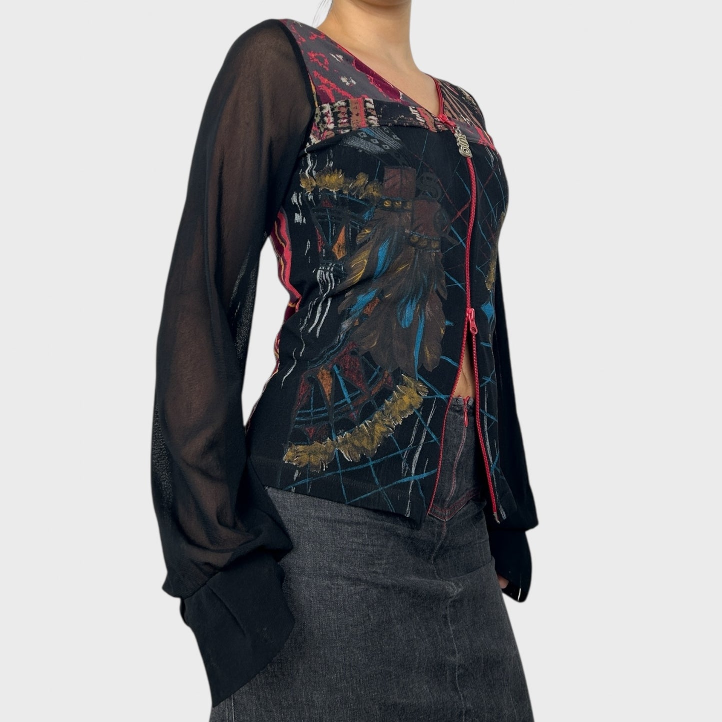 Save the Queen Mesh Double Zip Top - L
