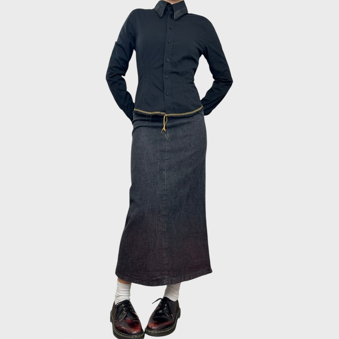 Cop Copine Grey Denim Maxi Skirt - XS/S