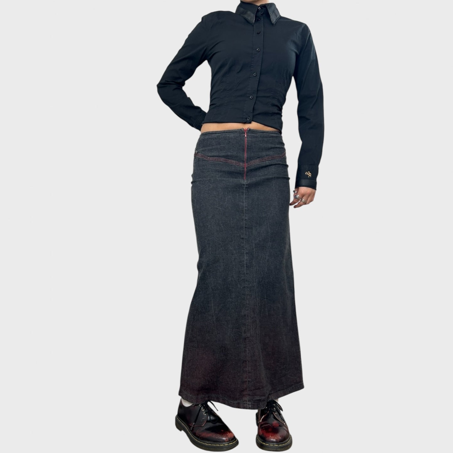 Cop Copine Grey Denim Maxi Skirt - XS/S