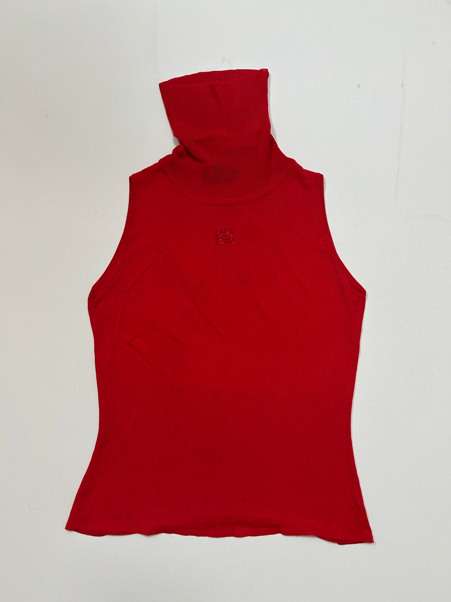 Versace Red Slinky High Neck Top