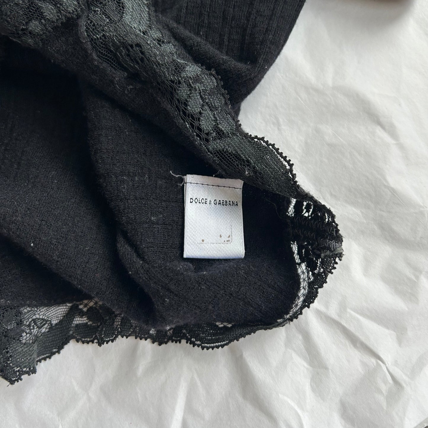 Dolce and Gabbana Black Jumper with Lace Trim - XS/S