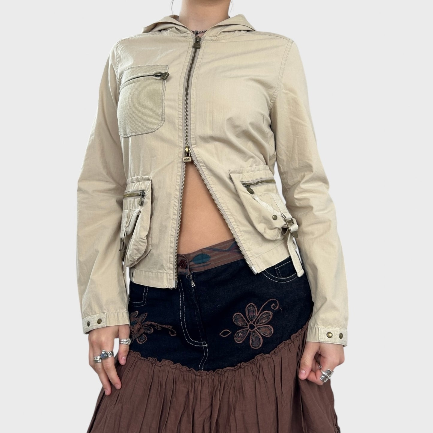 Beige Buckle Pocket Jacket - S