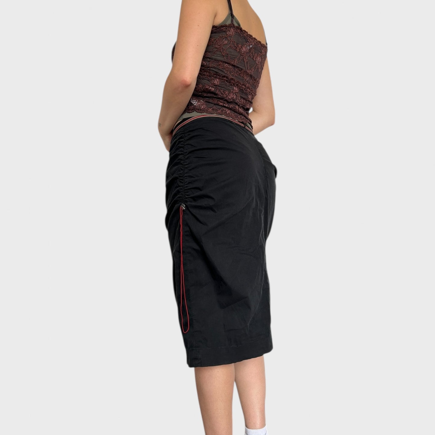 Cop Copine Black Ruched Midi Skirt - Size M
