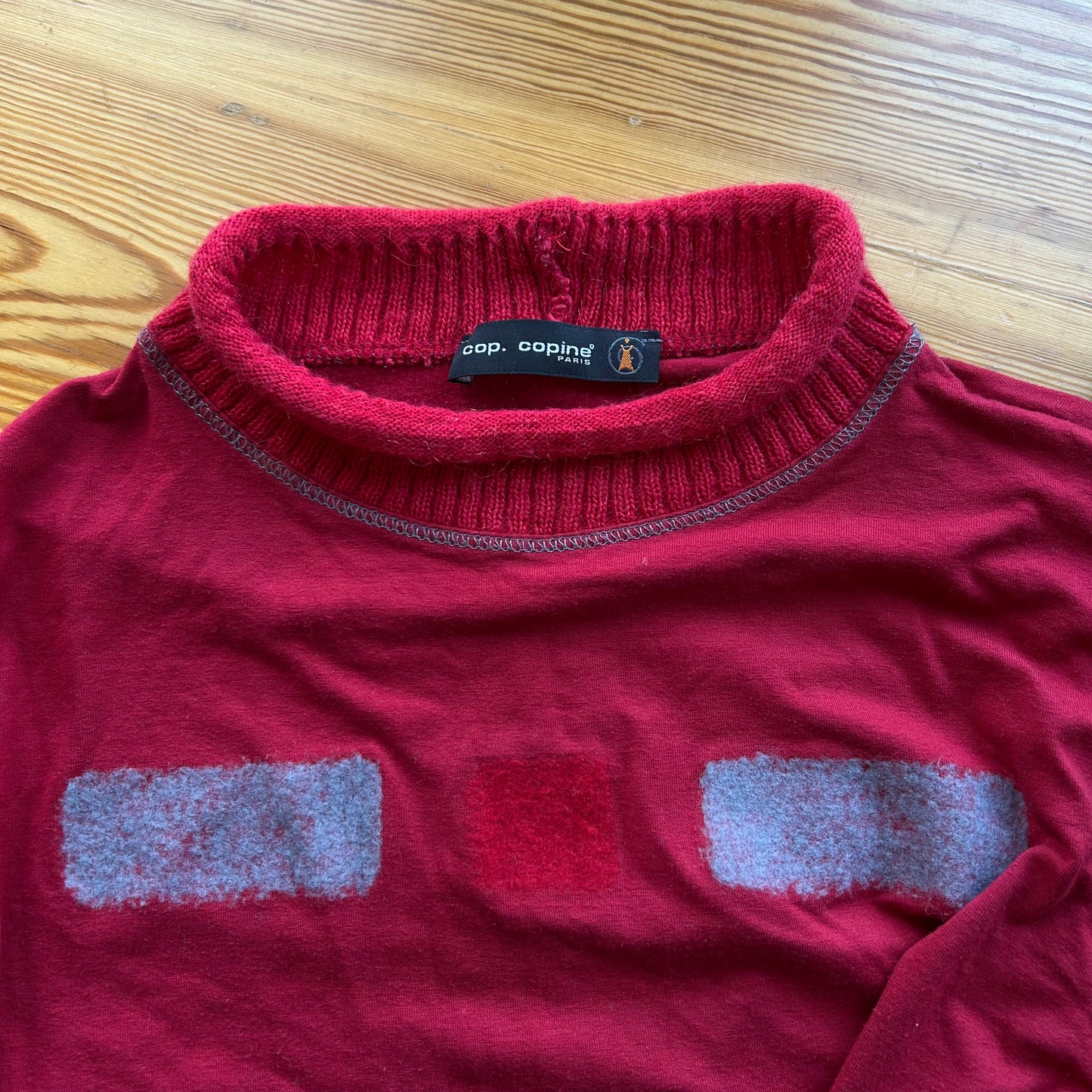 Cop Copine Red Bi-Material Graphic Long Sleeve - S