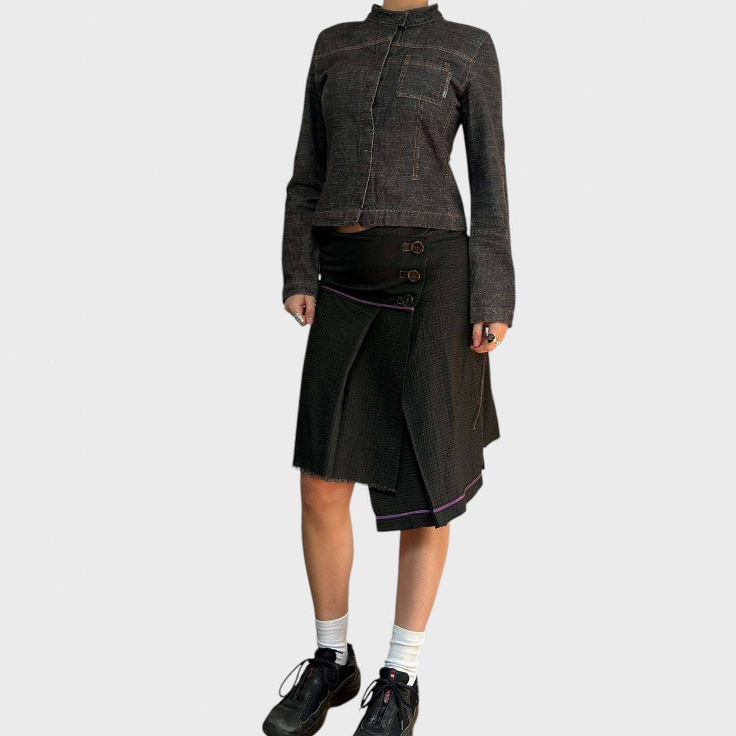 Cop Copine Asymmetric Pinstripe Wrap Skirt