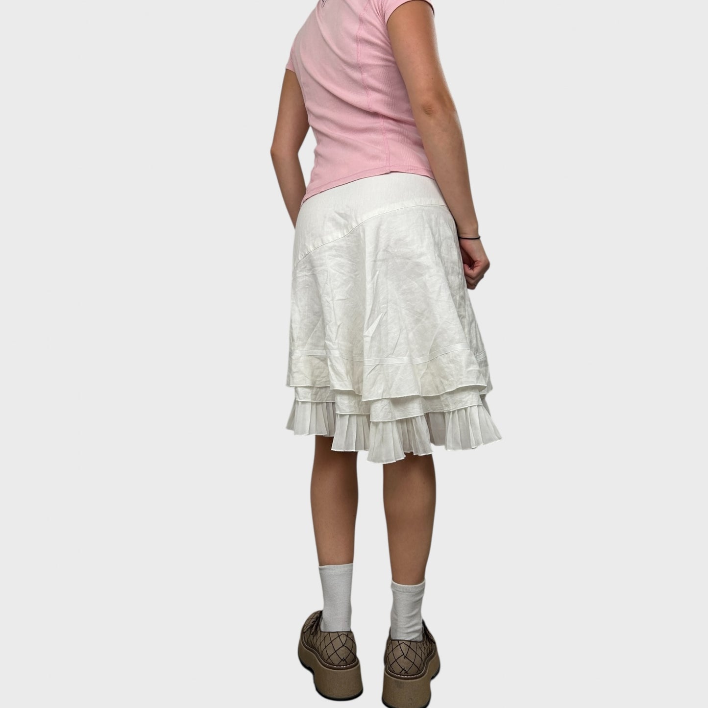 Morgan Frilly Pleated Layered Midi Skirt - S