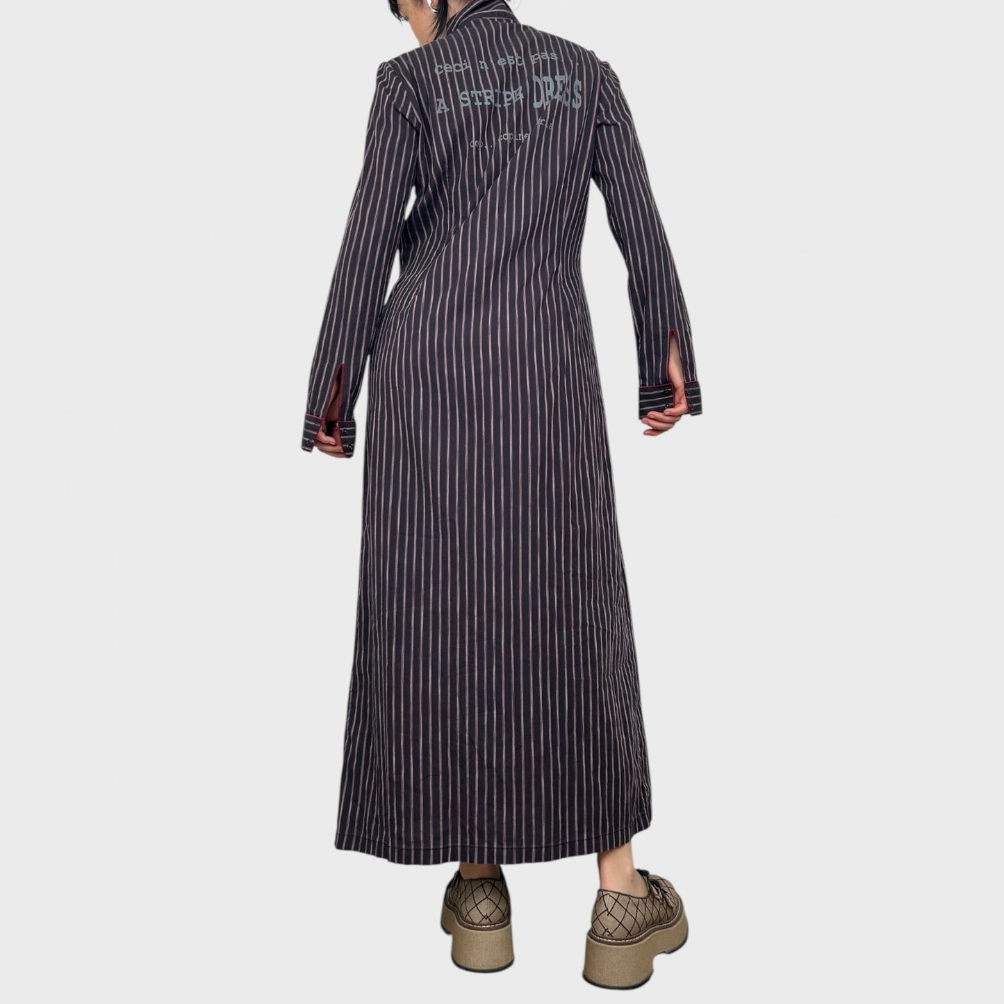 Cop Copine Striped Button Up Maxi Dress - L