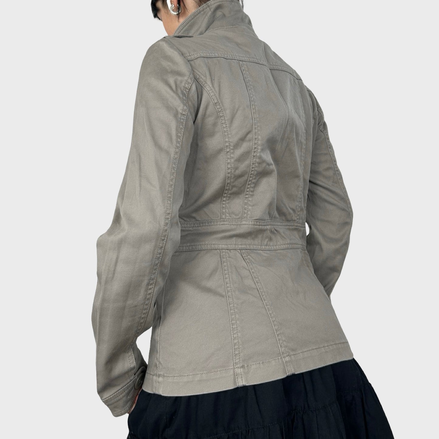 Grey Double-Breasted Button Jacket - M