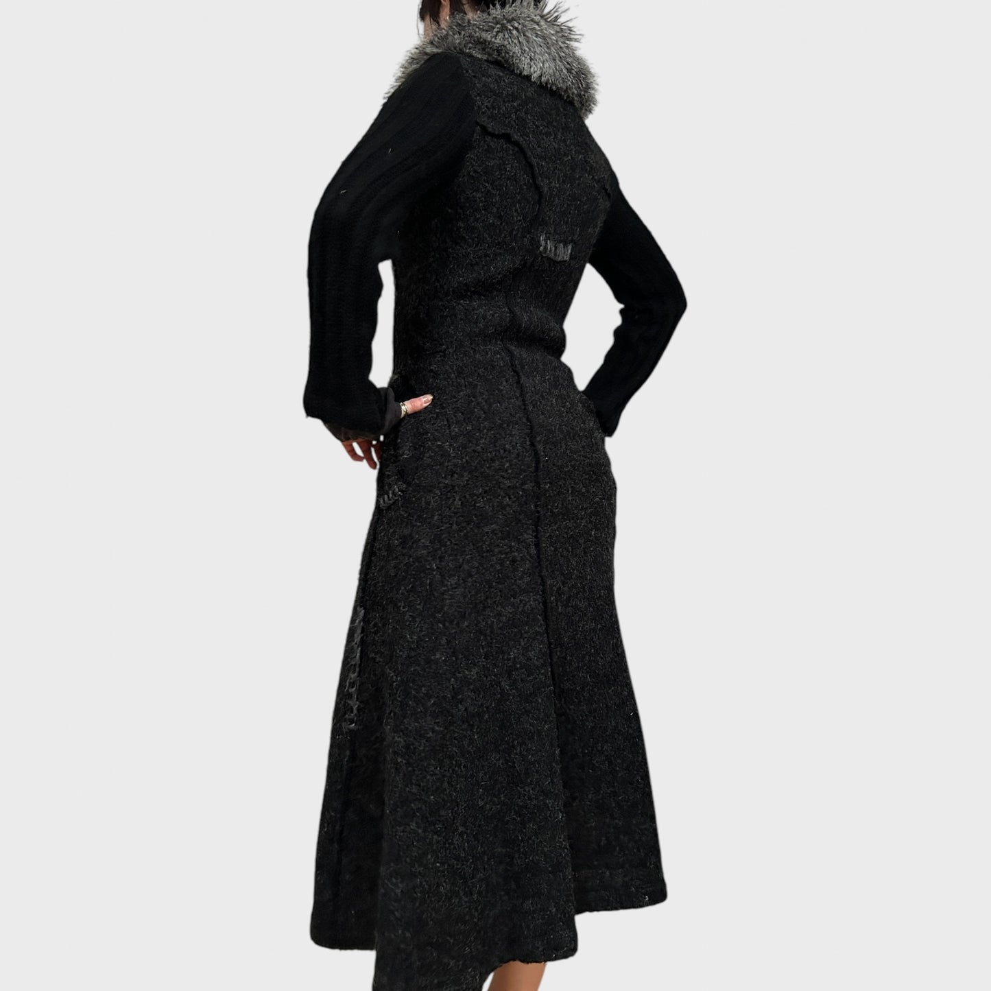 Whimsigoth Faux Fur Button-Up Cardigan
