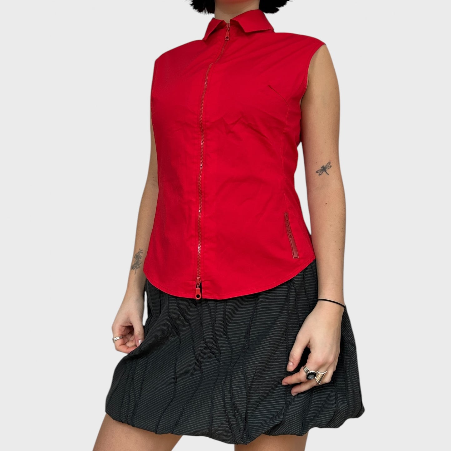Prada Sport Red Fitted Sleeveless Double Zip Top