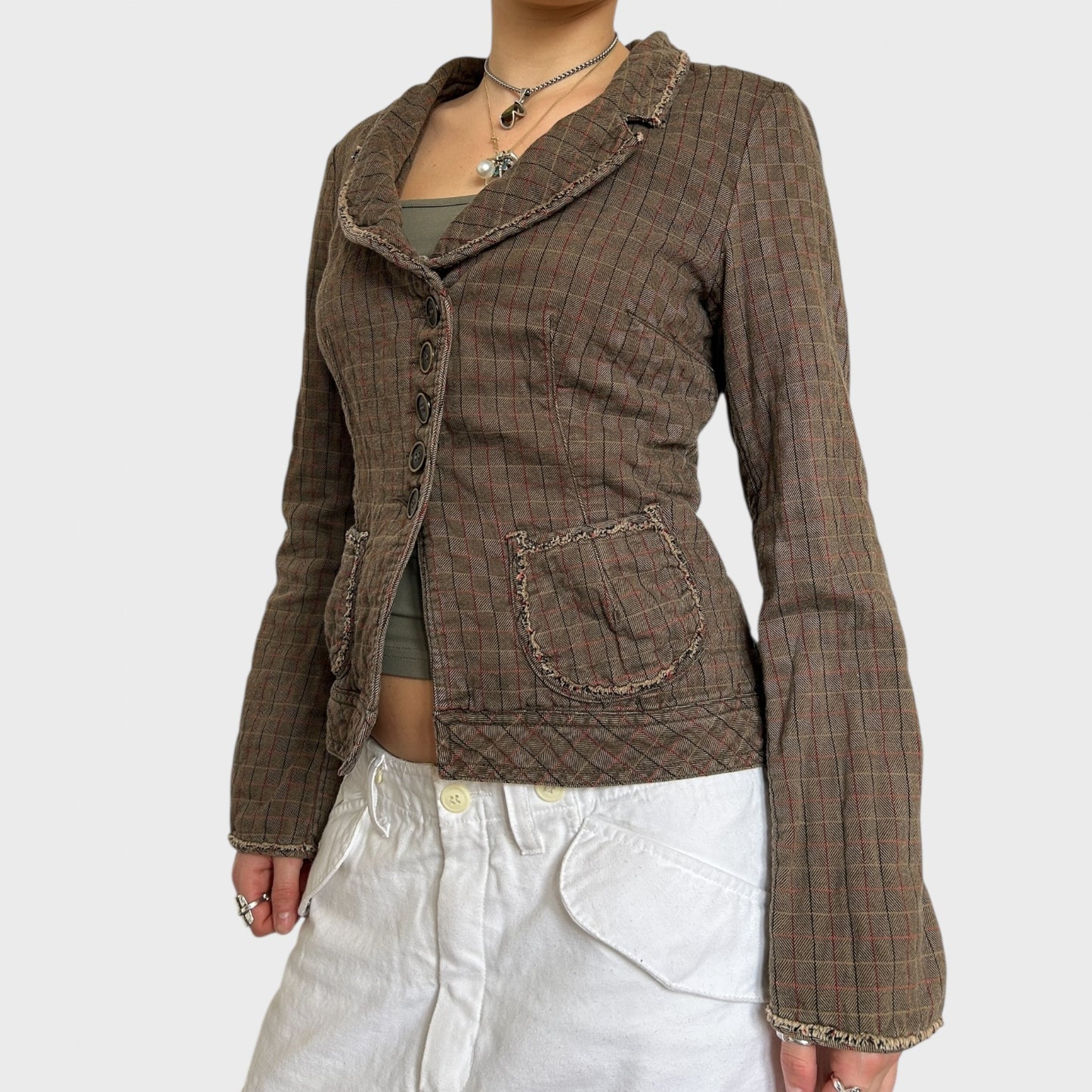 Cop Copine Checked Button-Up Jacket - Size M