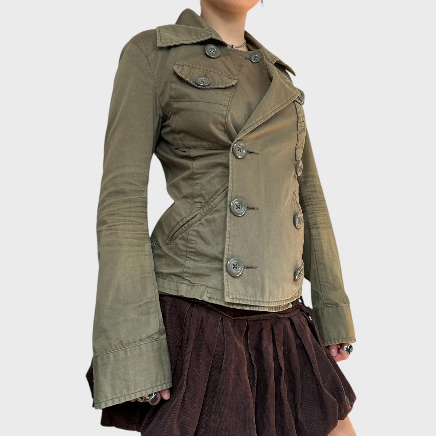 Diesel Khaki Button-Up Utility Jacket
