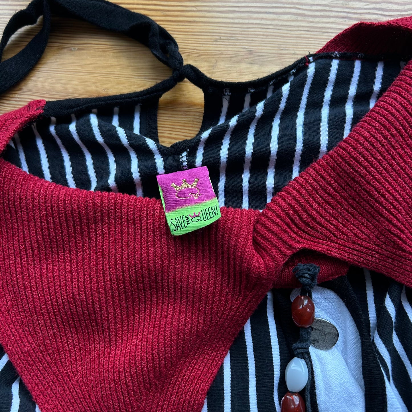 Save The Queen Multi Stripe Halter Neck Top - M