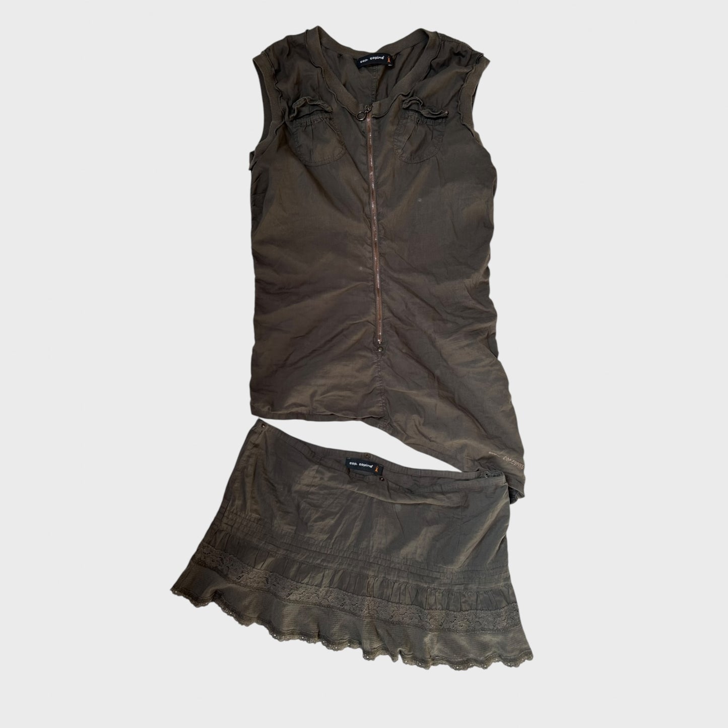 Cop Copine 2-in-1 Khaki Dress Top