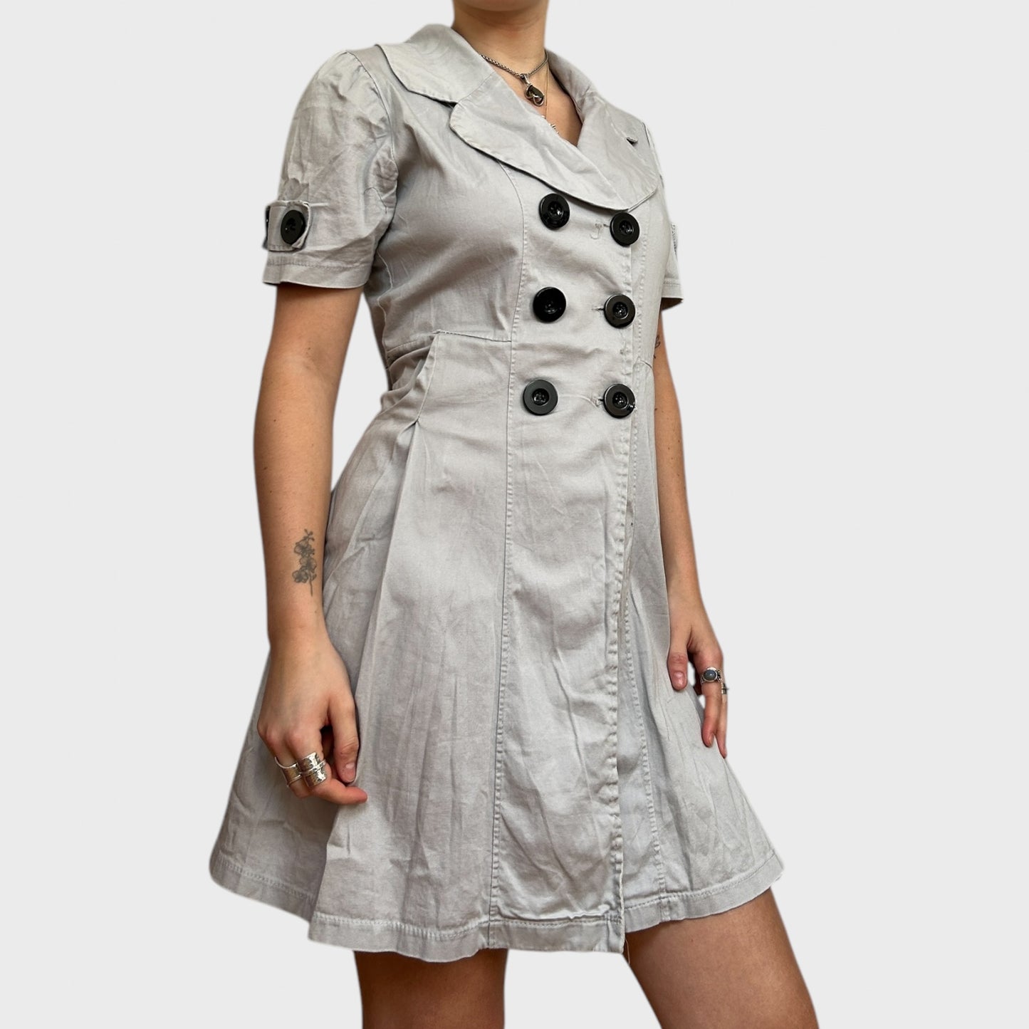 Vintage Preppy Grey Button Dress