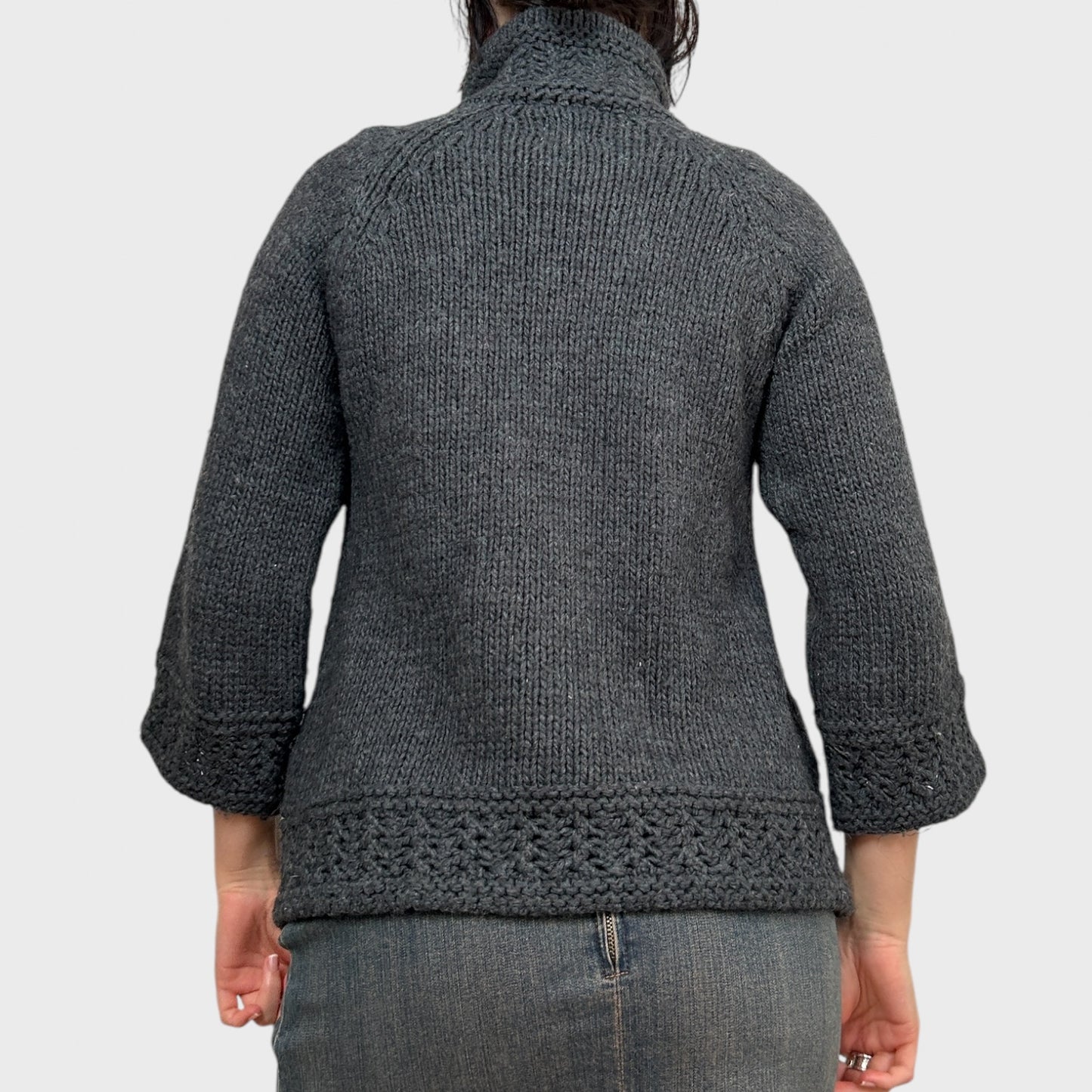 Grey Knit Button-Up Cardigan