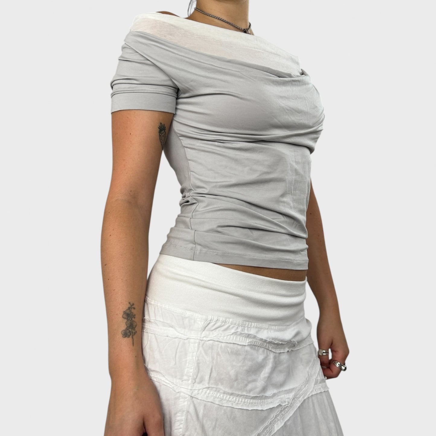 Cop Copine Grey Cowl Neck Slinky Top - S