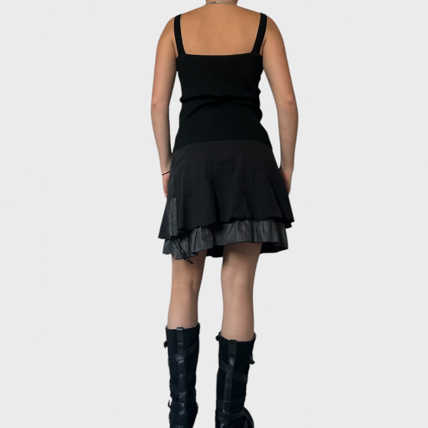 Black layered mini skirt