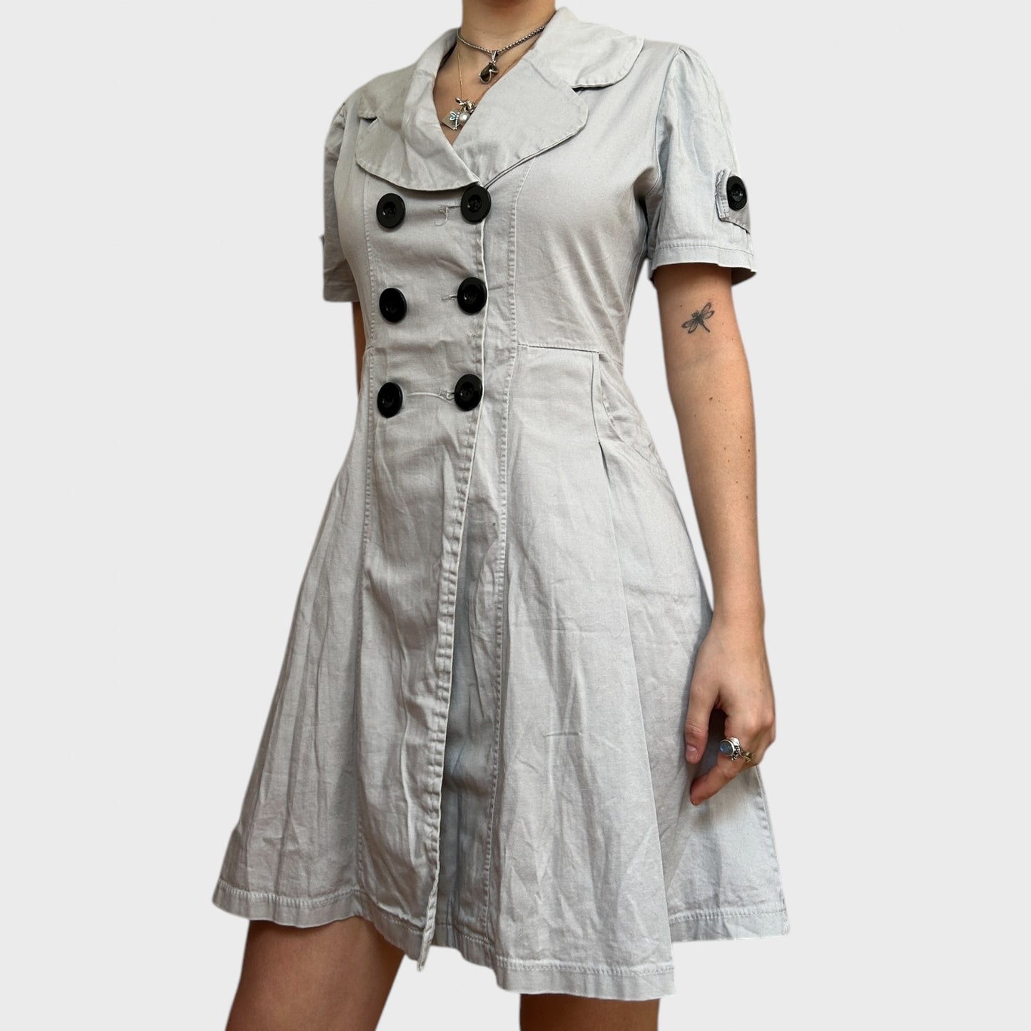 Vintage Preppy Grey Button Dress