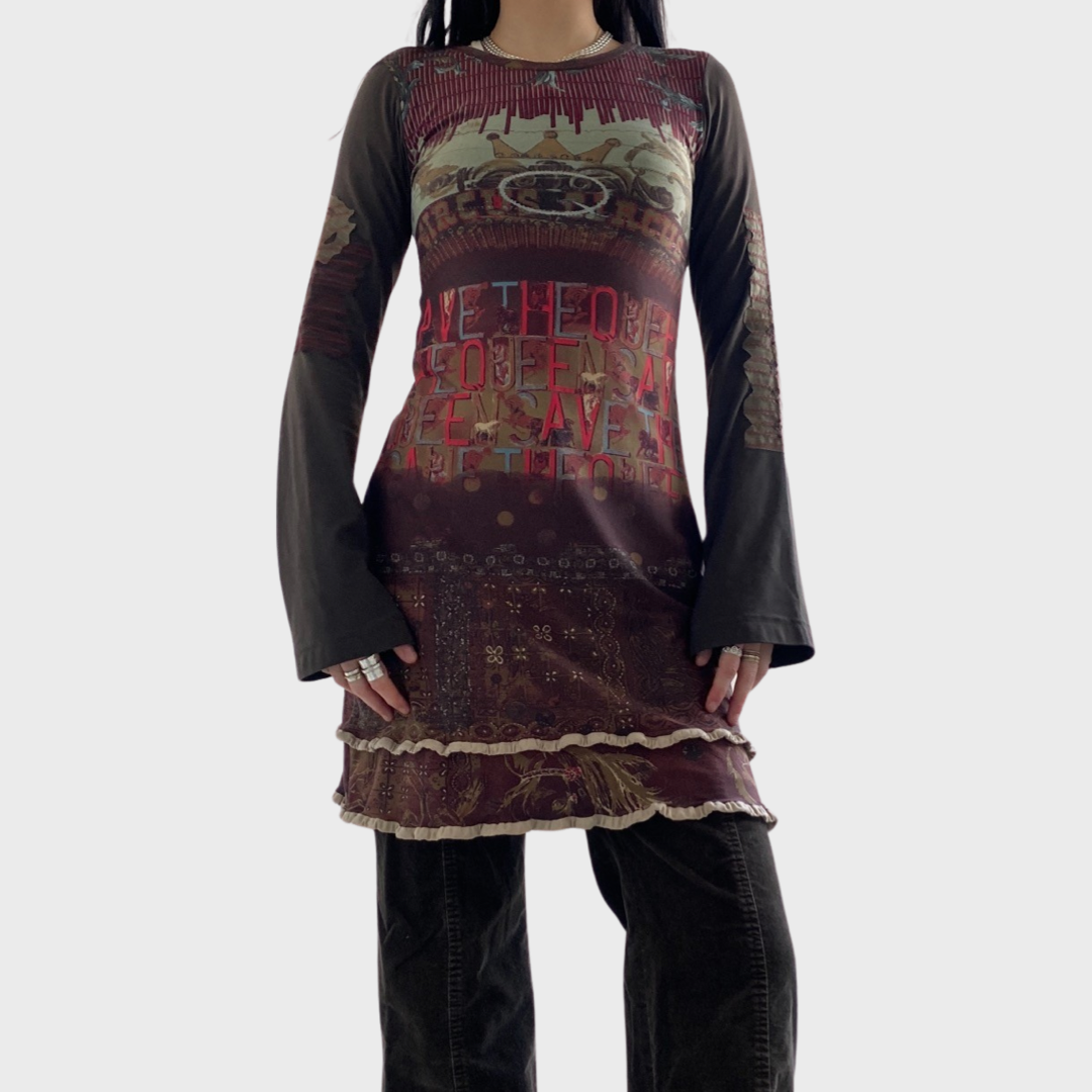 Save the queen long sleeve mini dress