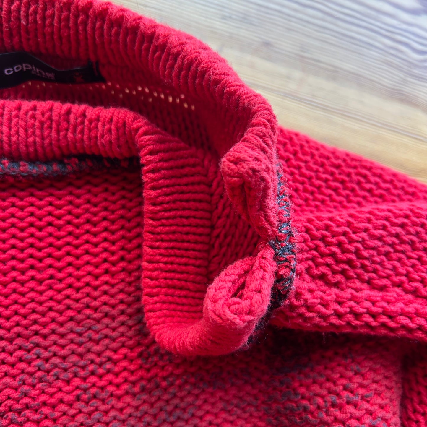 Cop Copine Red Graphic Chunky Knit Jumper - M