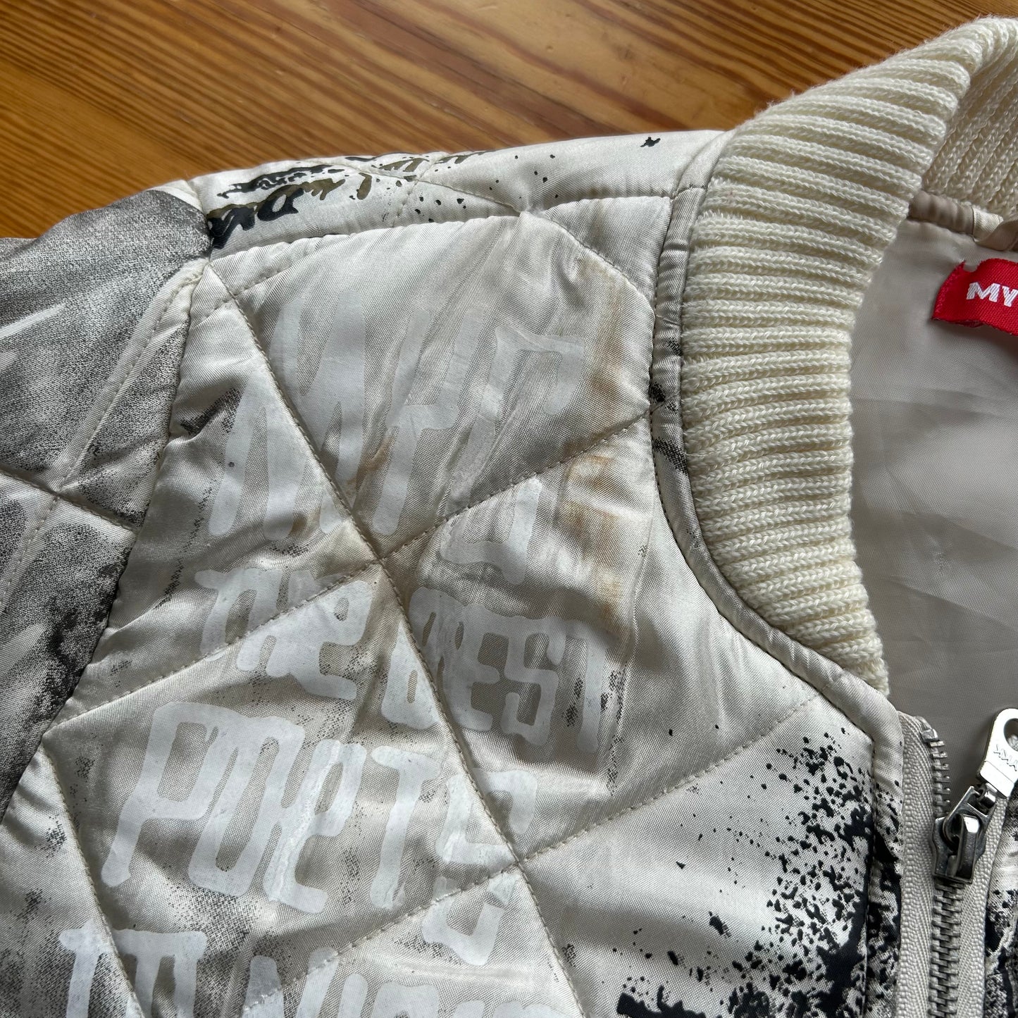 Vintage Graphic Cropped Bomber Jacket - S