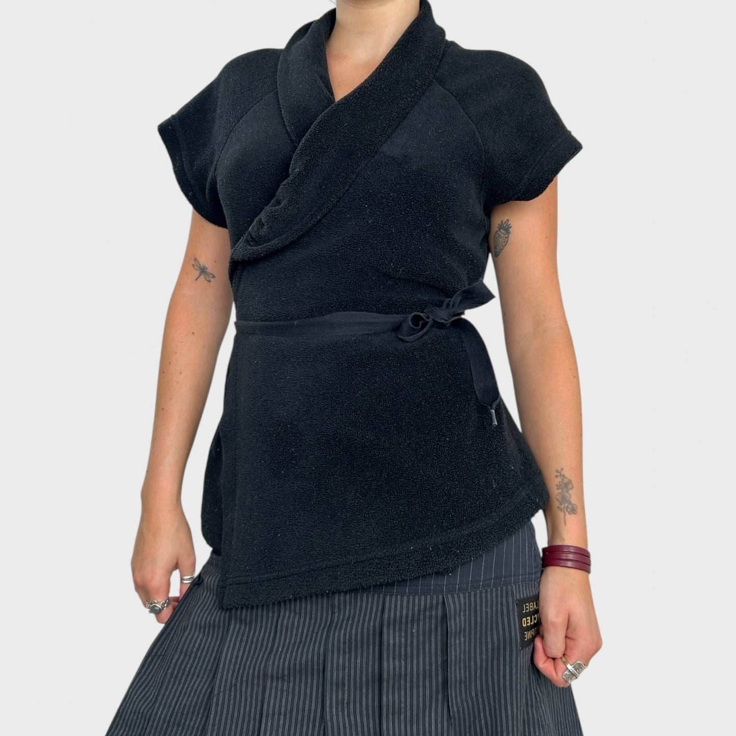 Cop Copine Black Fleece Wrap Top - M