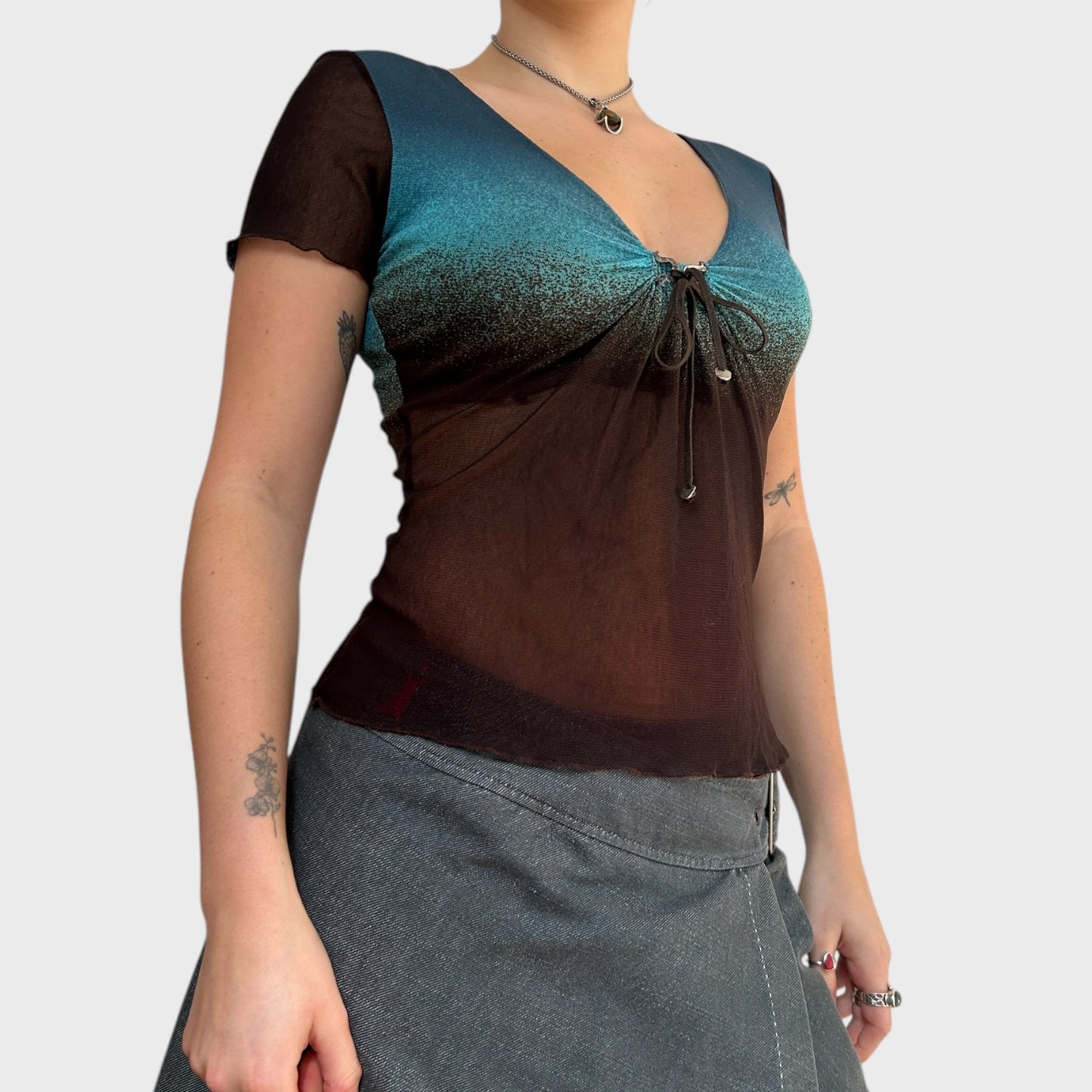 Roberto Cavalli Mesh Short Sleeve Top