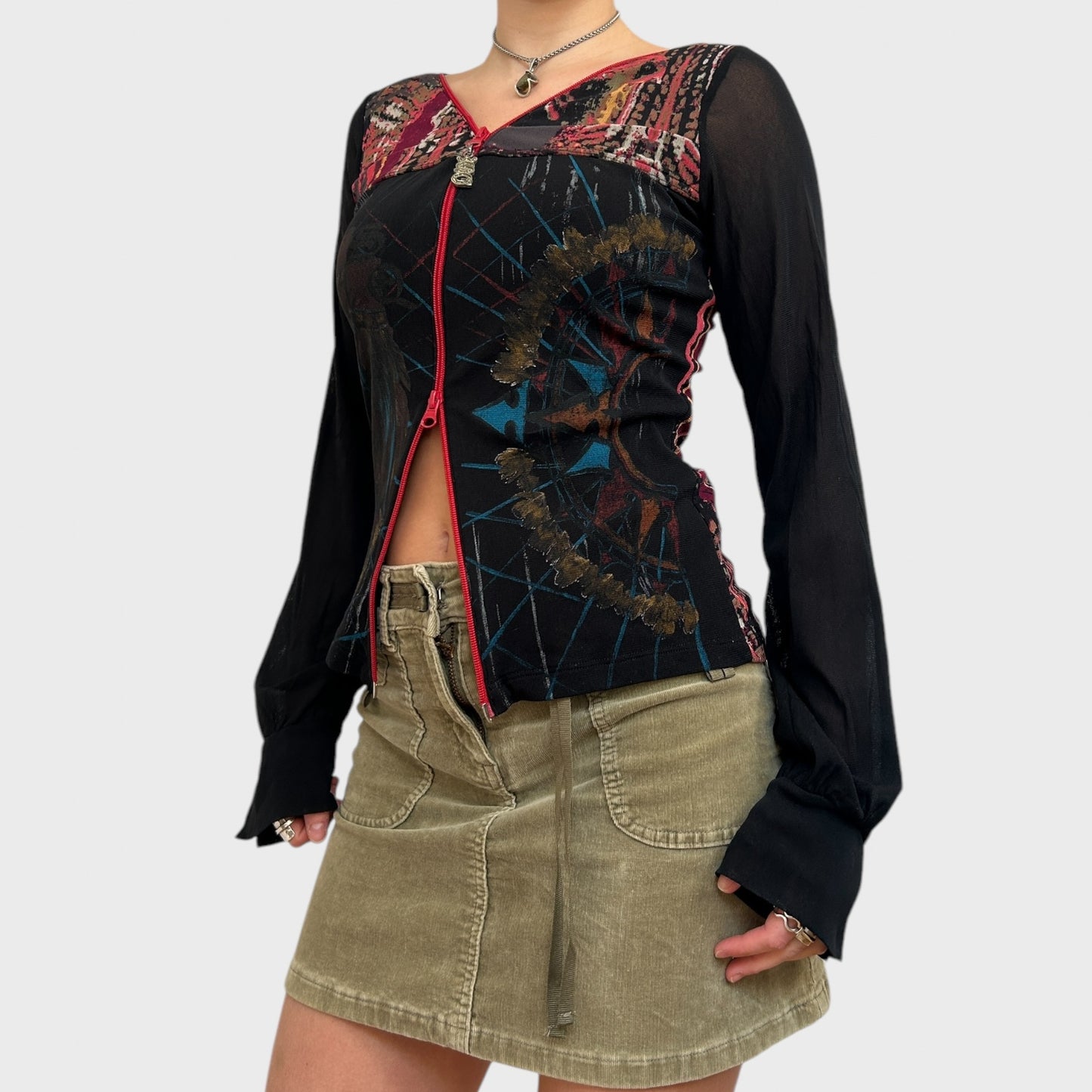 Save the Queen Mesh Double Zip Top