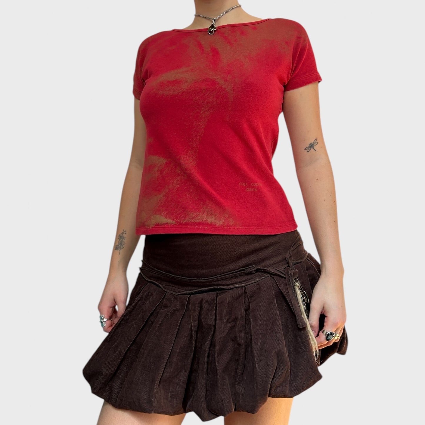 Cop Copine Red Face Motif T-Shirt