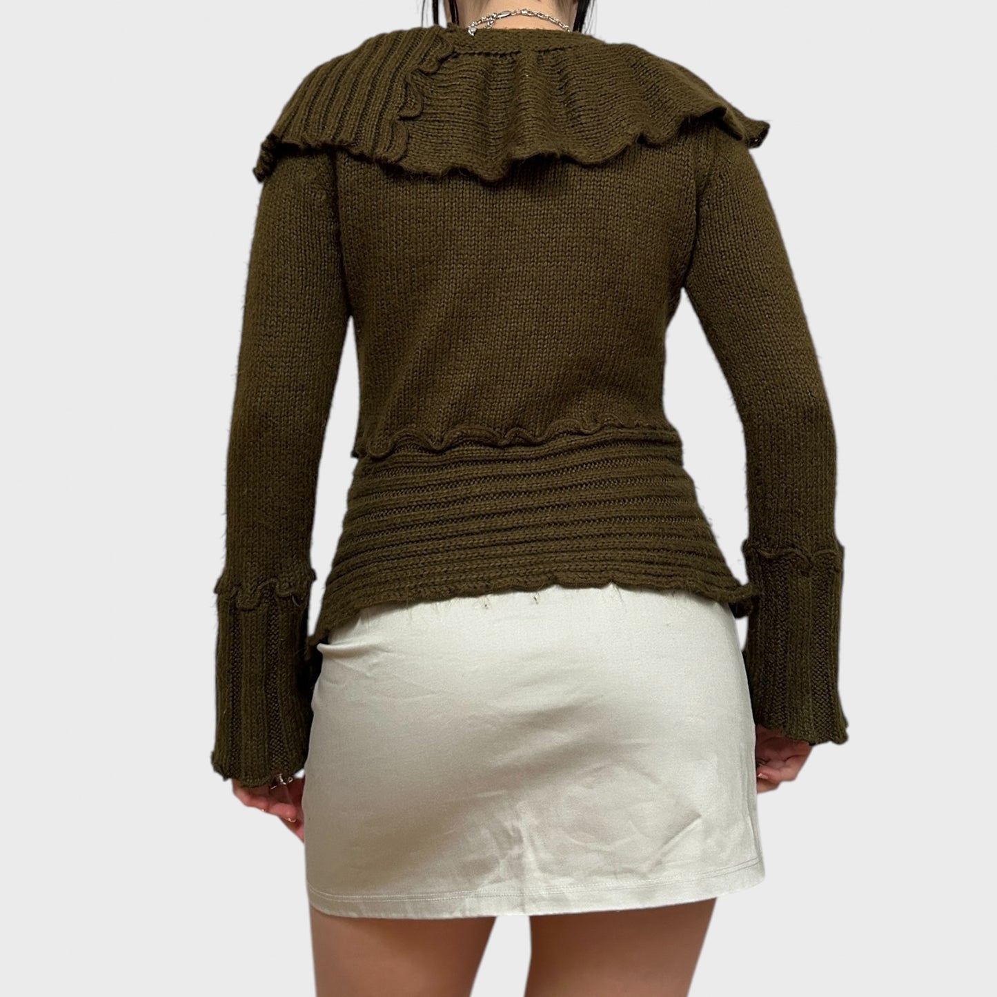 Khaki Mohair Frilly Jumper