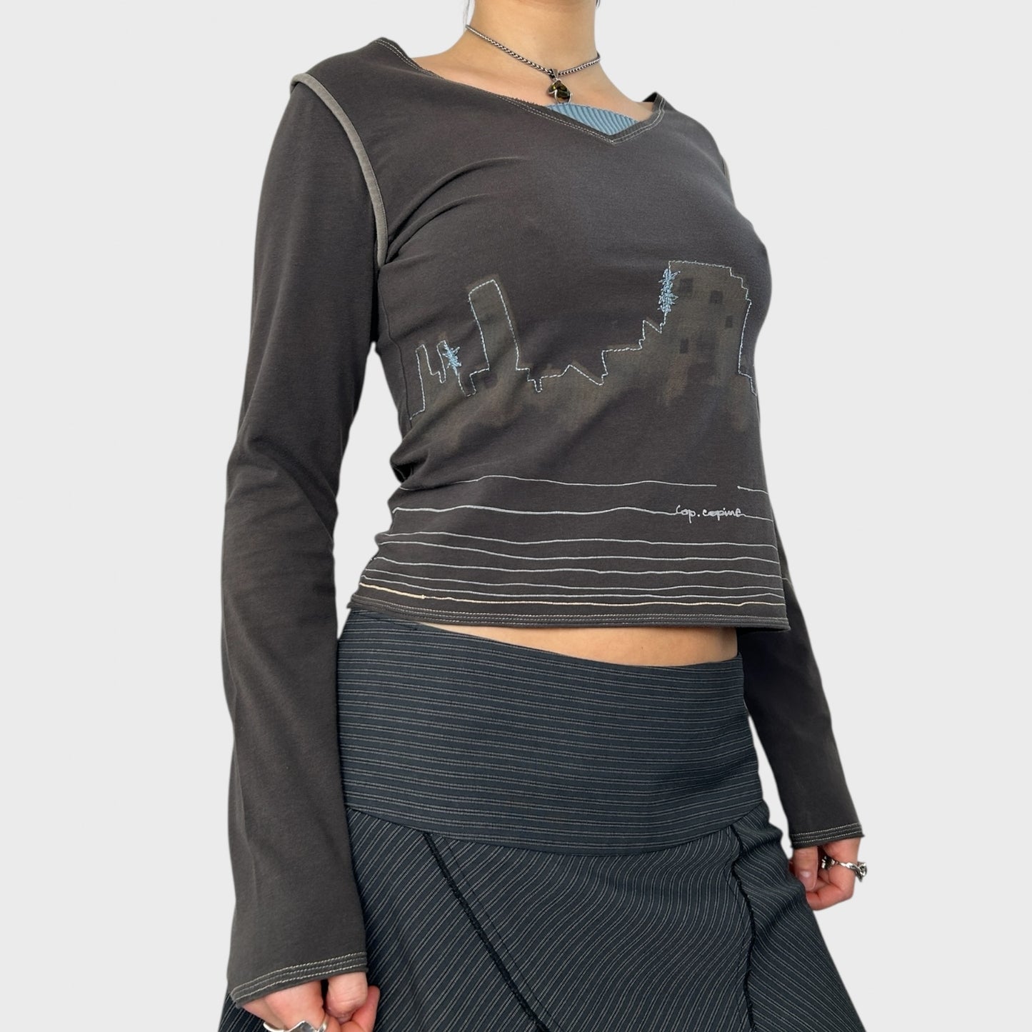 Cop Copine Graphic Long Sleeve Top - S