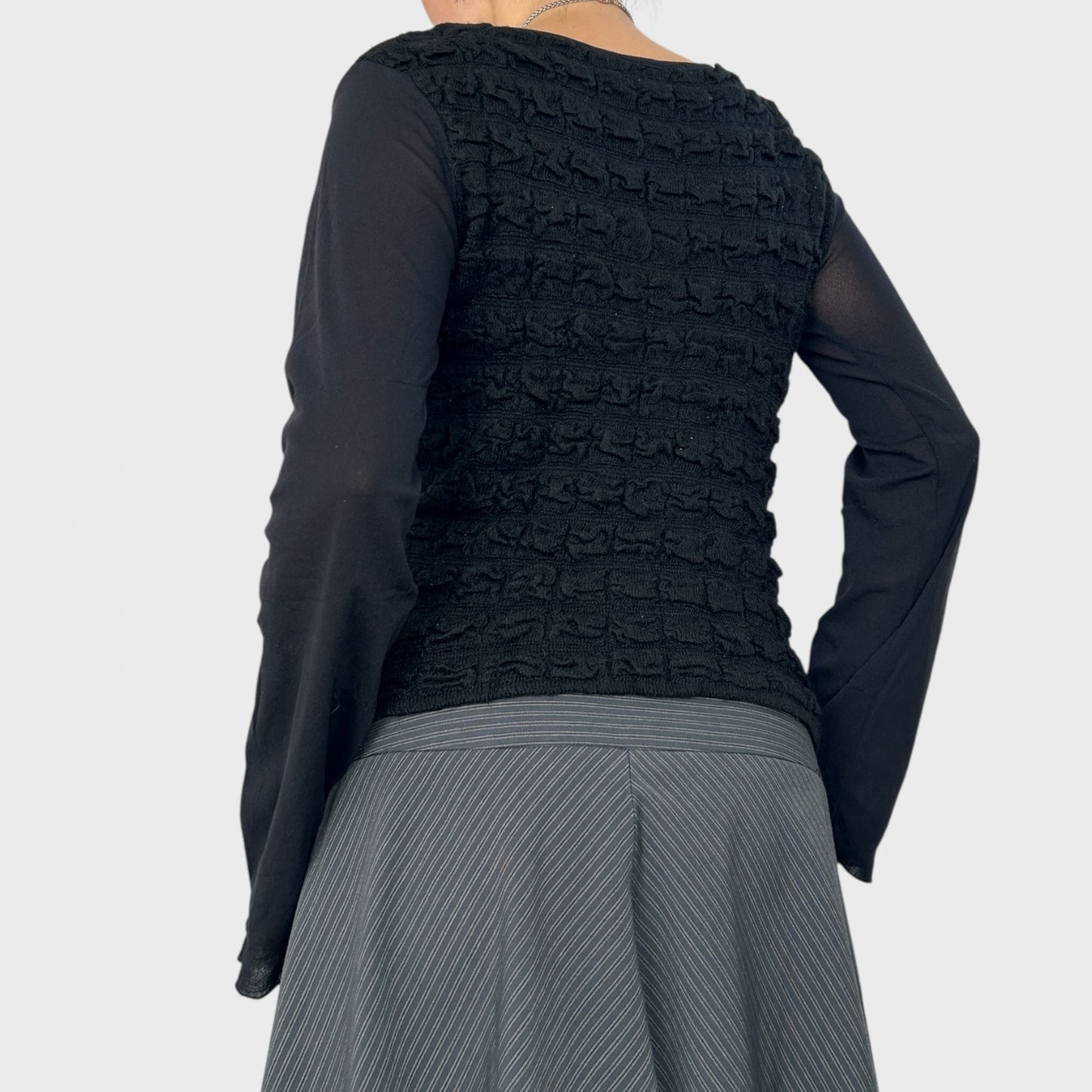 Cop Copine Graphic Black Knit Top - M