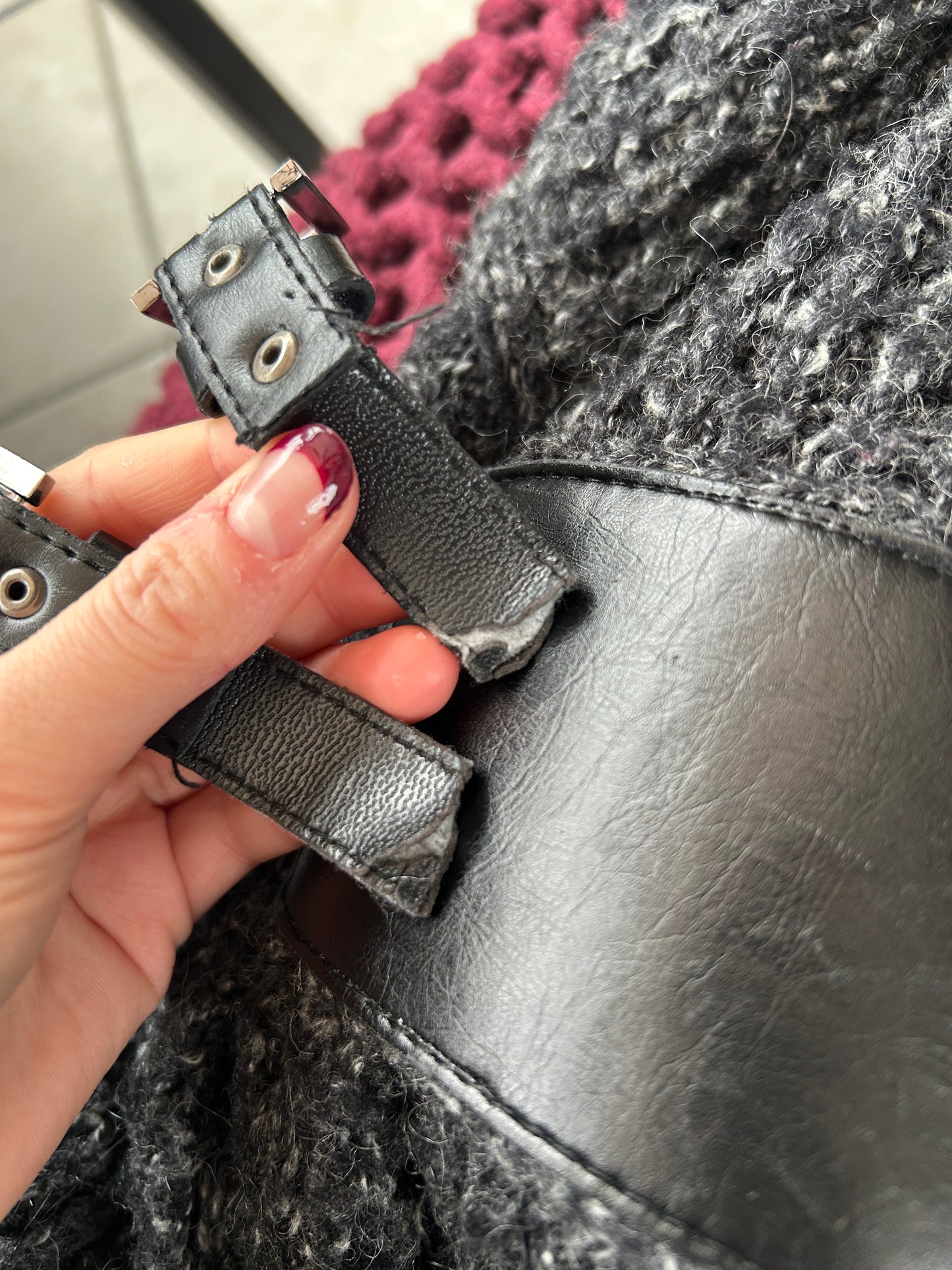Grey Chunky Knit Cardigan with Buckle Fastening