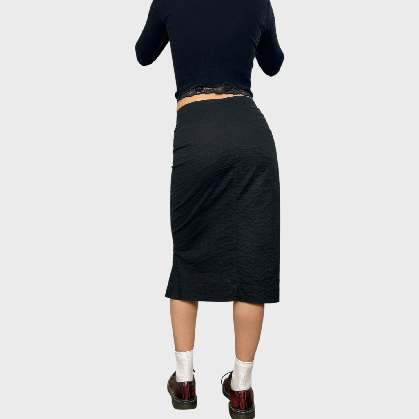 Cop Copine Black and Red Contrast Midi Skirt - S