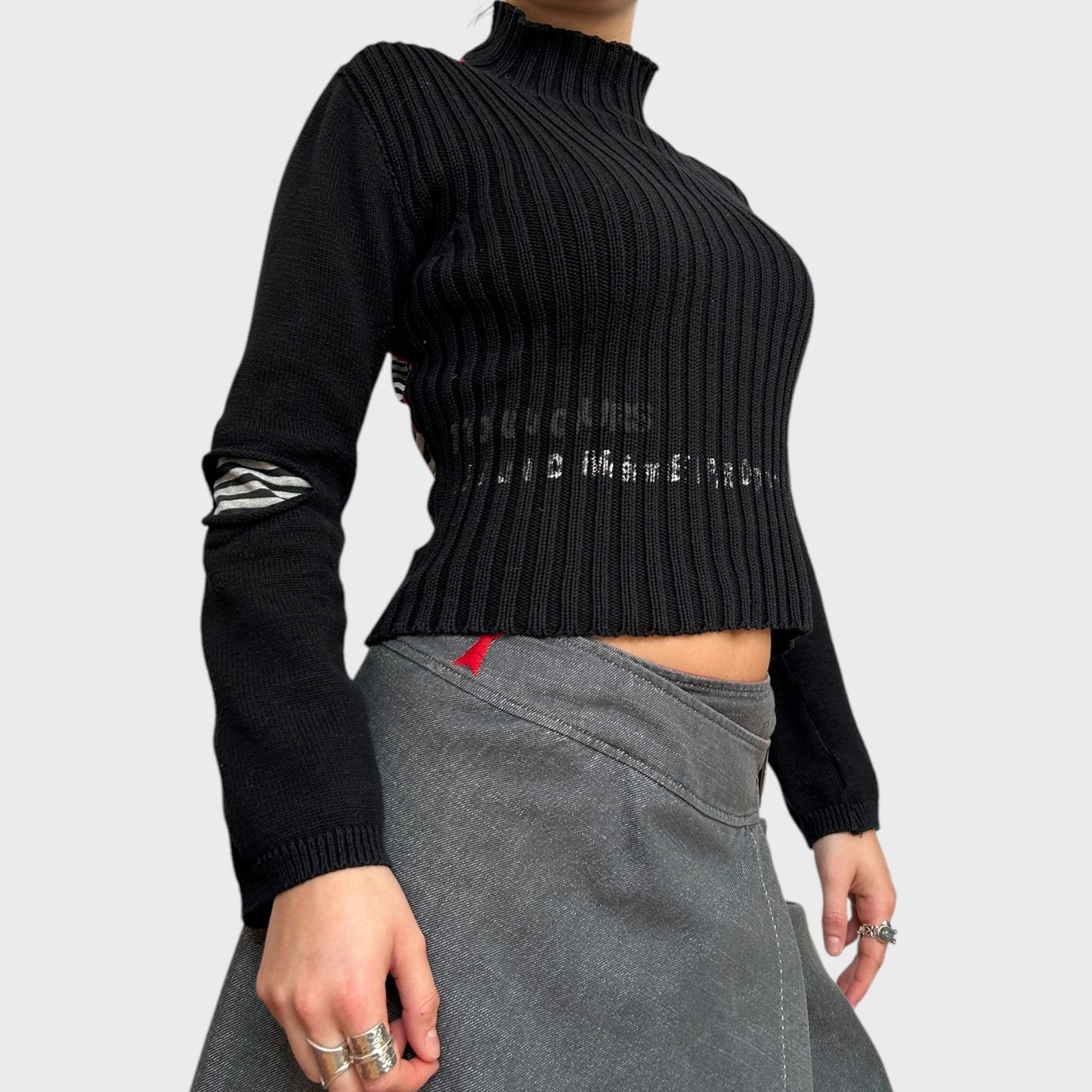 Vintage Cop Copine Bi-Material High Neck Jumper