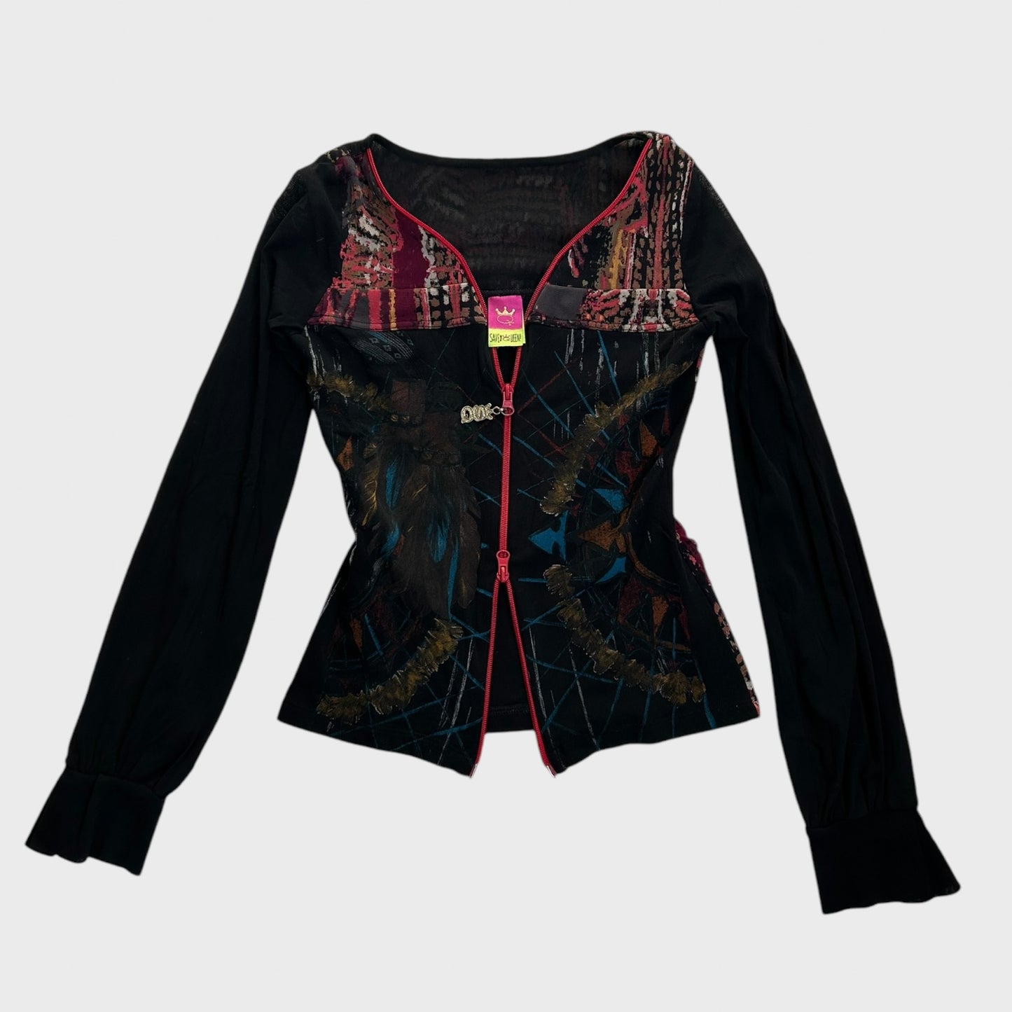 Save the Queen Mesh Double Zip Top