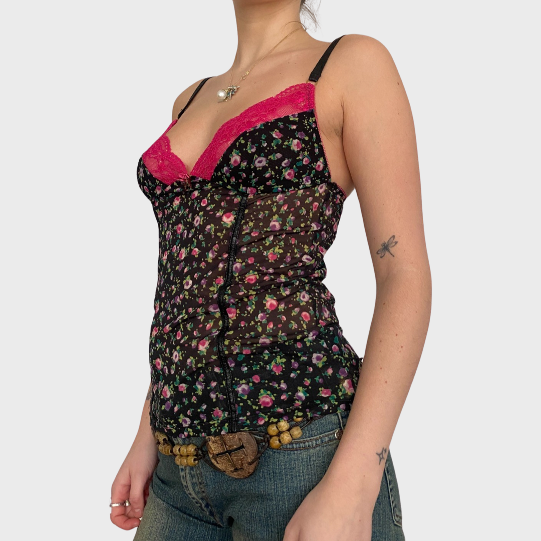 D&G floral mesh lace cami top