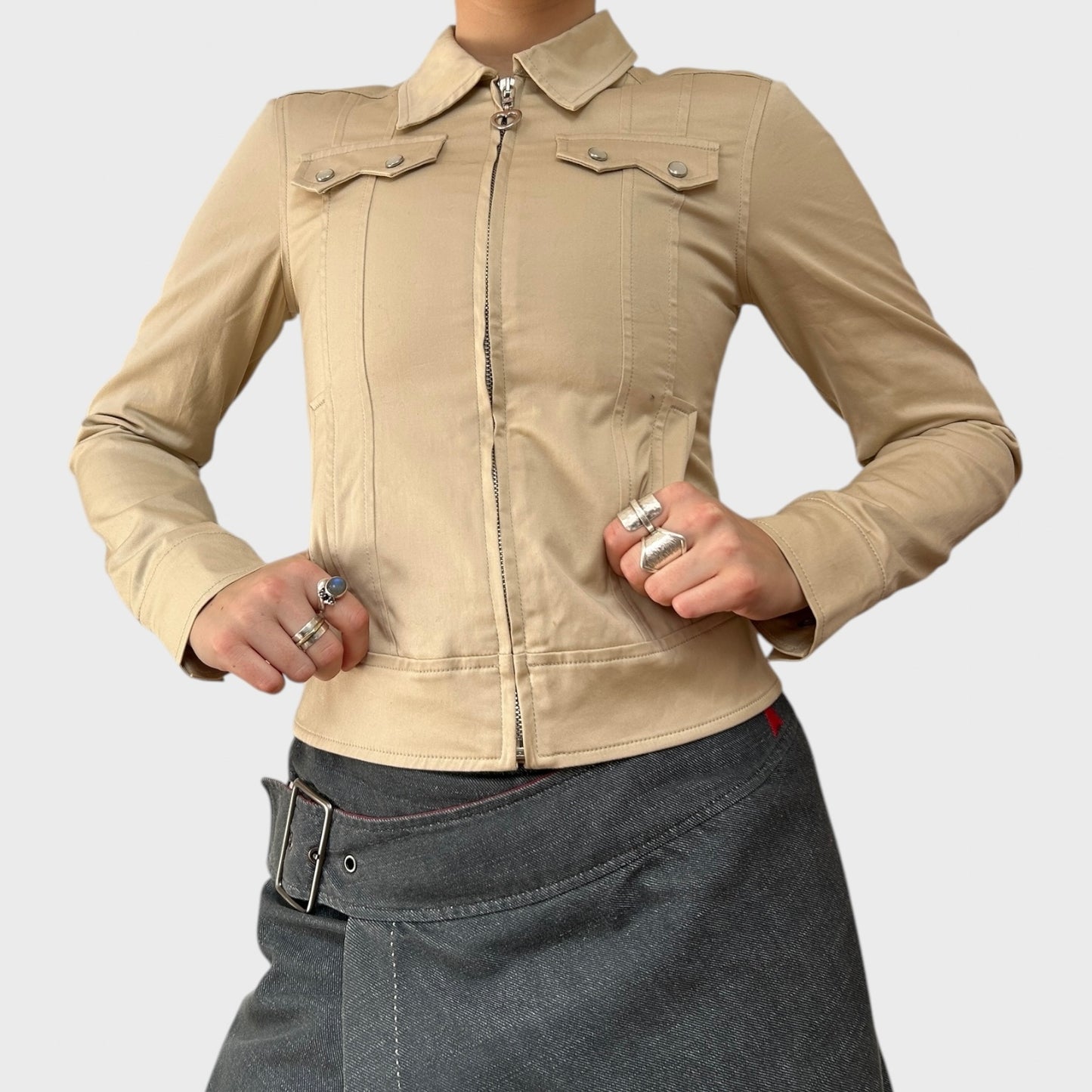 Dolce & Gabbana Zip-Up Cream Jacket