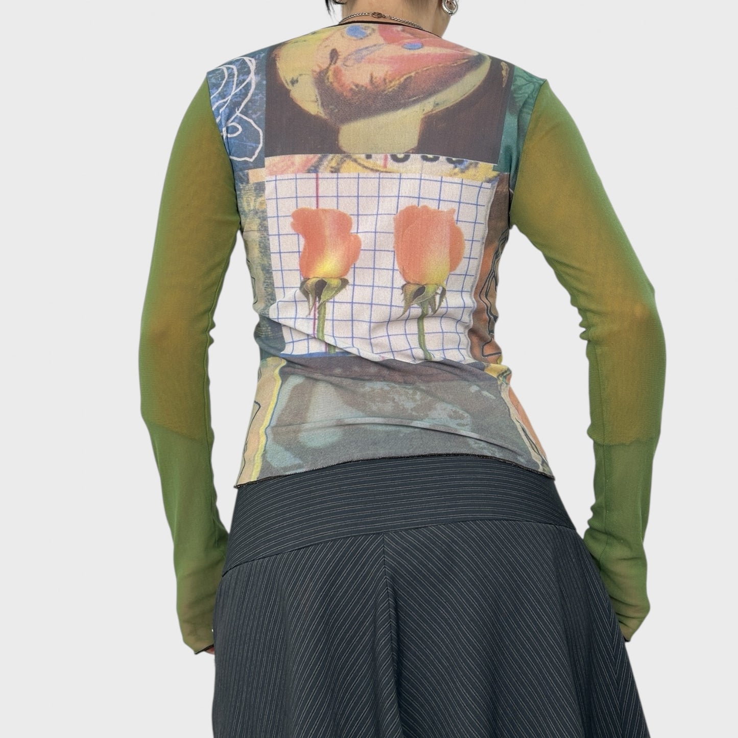 Cop Copine Graphic Print Mesh Long Sleeve Top - S/M
