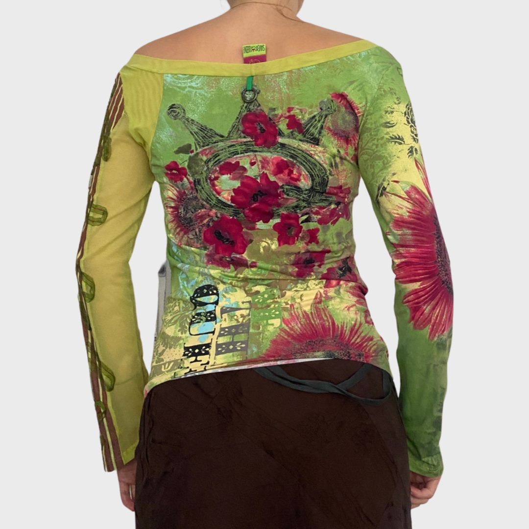 Save the Queen green bi-material top