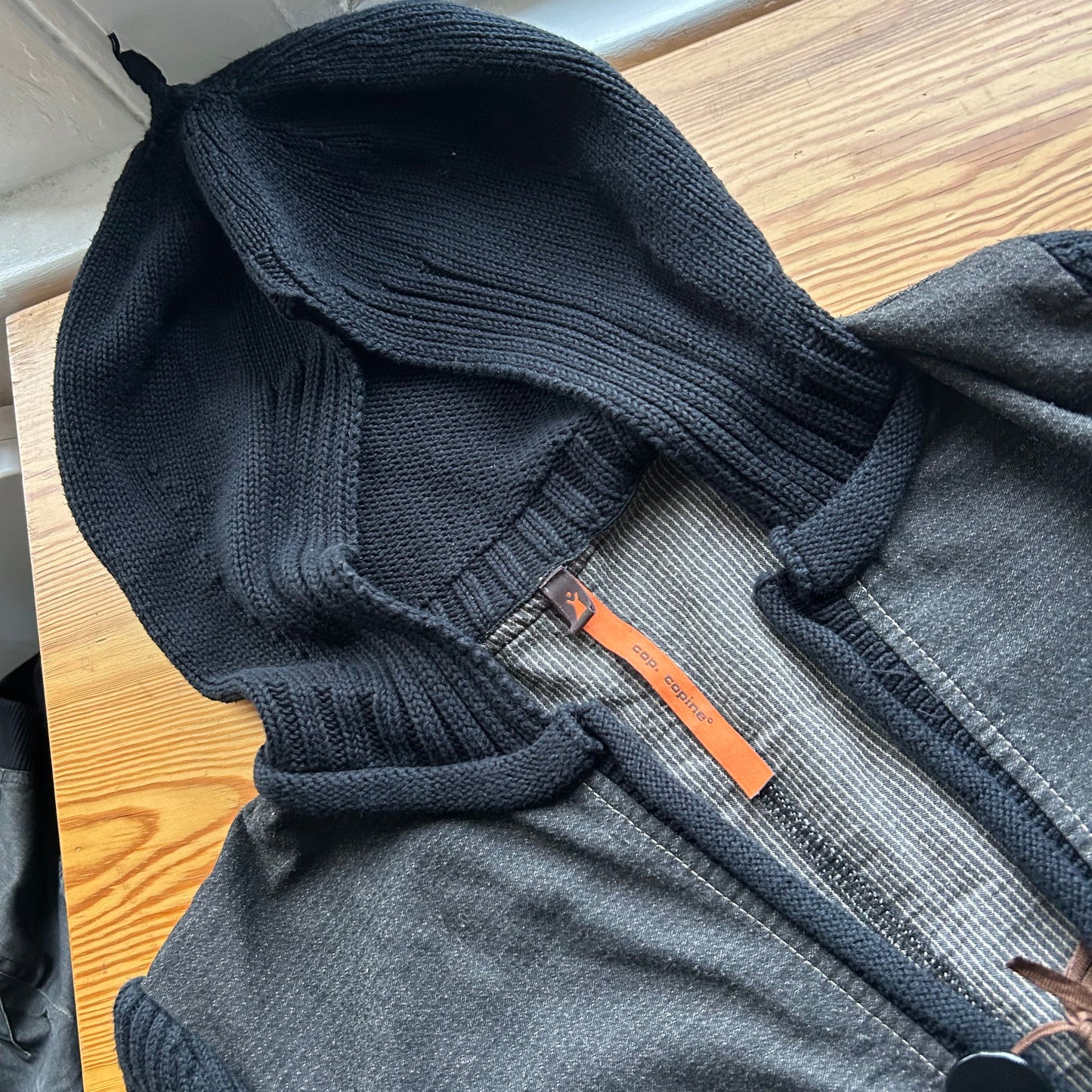 Cop Copine Bi-Material Knit Hoodie - M