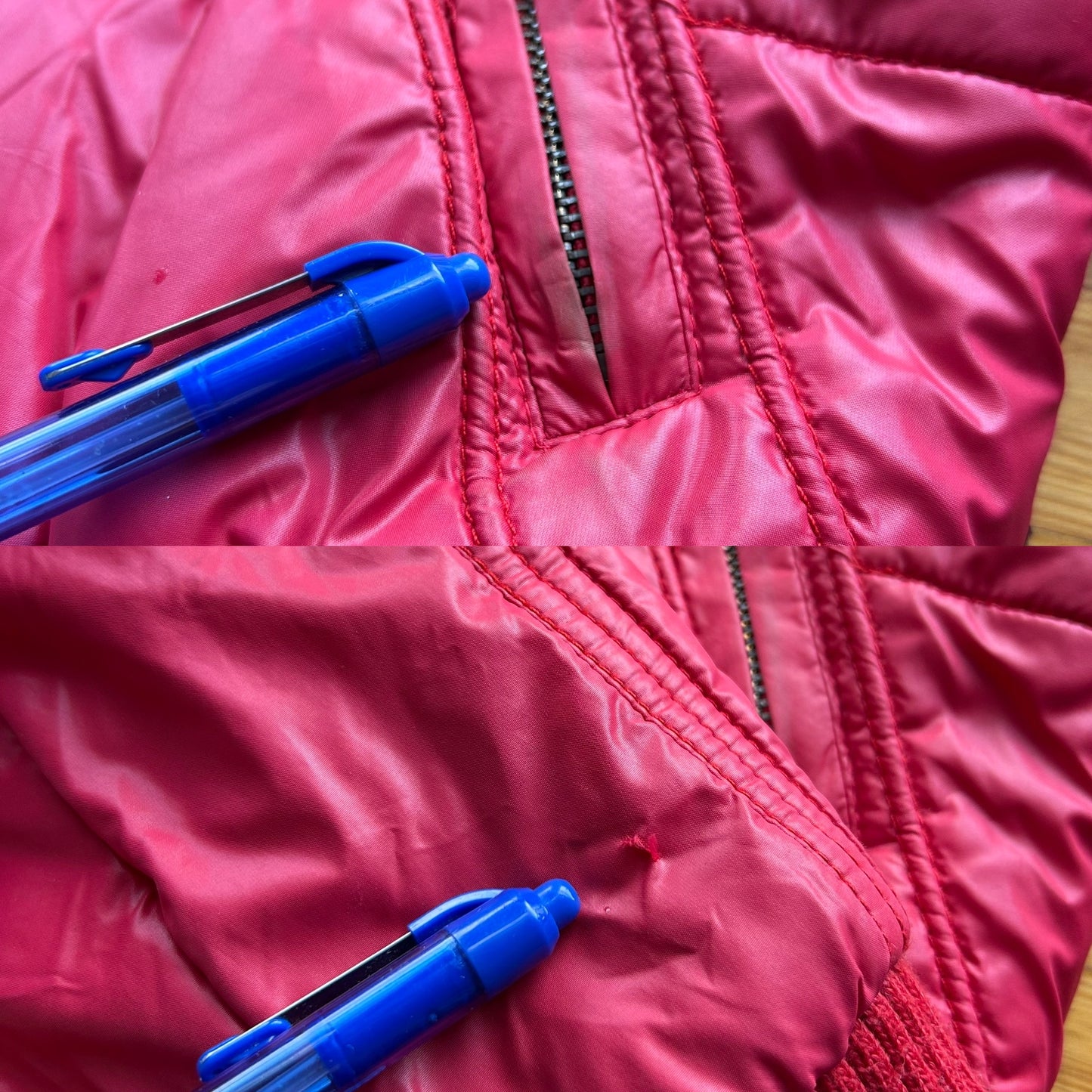 Vintage Red Cropped Bomber Jacket – XS
