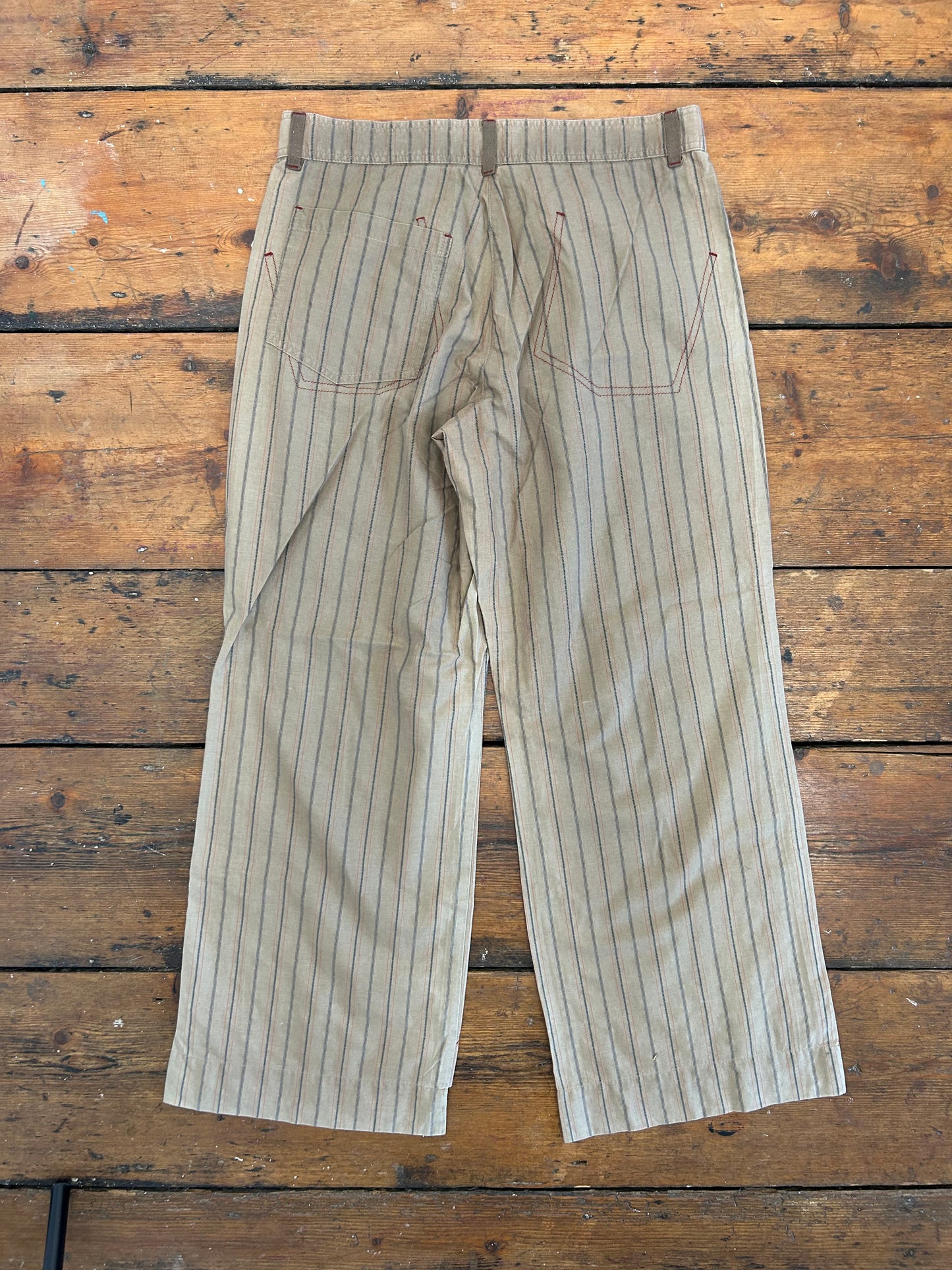 Cop Copine Brown Striped Capri Trousers - XS/S