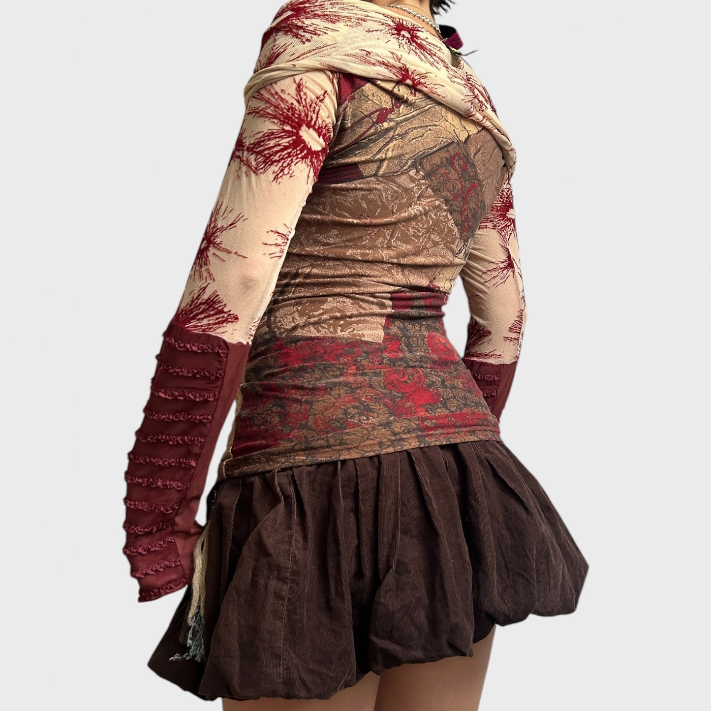 Save the Queen Bi-Material Mesh Long Sleeve Top
