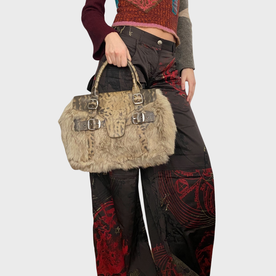 DKNY y2k fur lizard/sea snake handbag