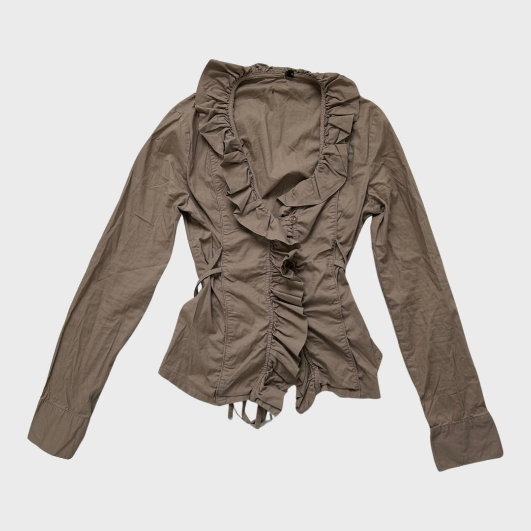 Ruched button up shirt