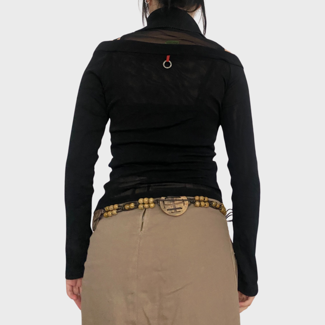 Save the Queen long sleeve mesh top