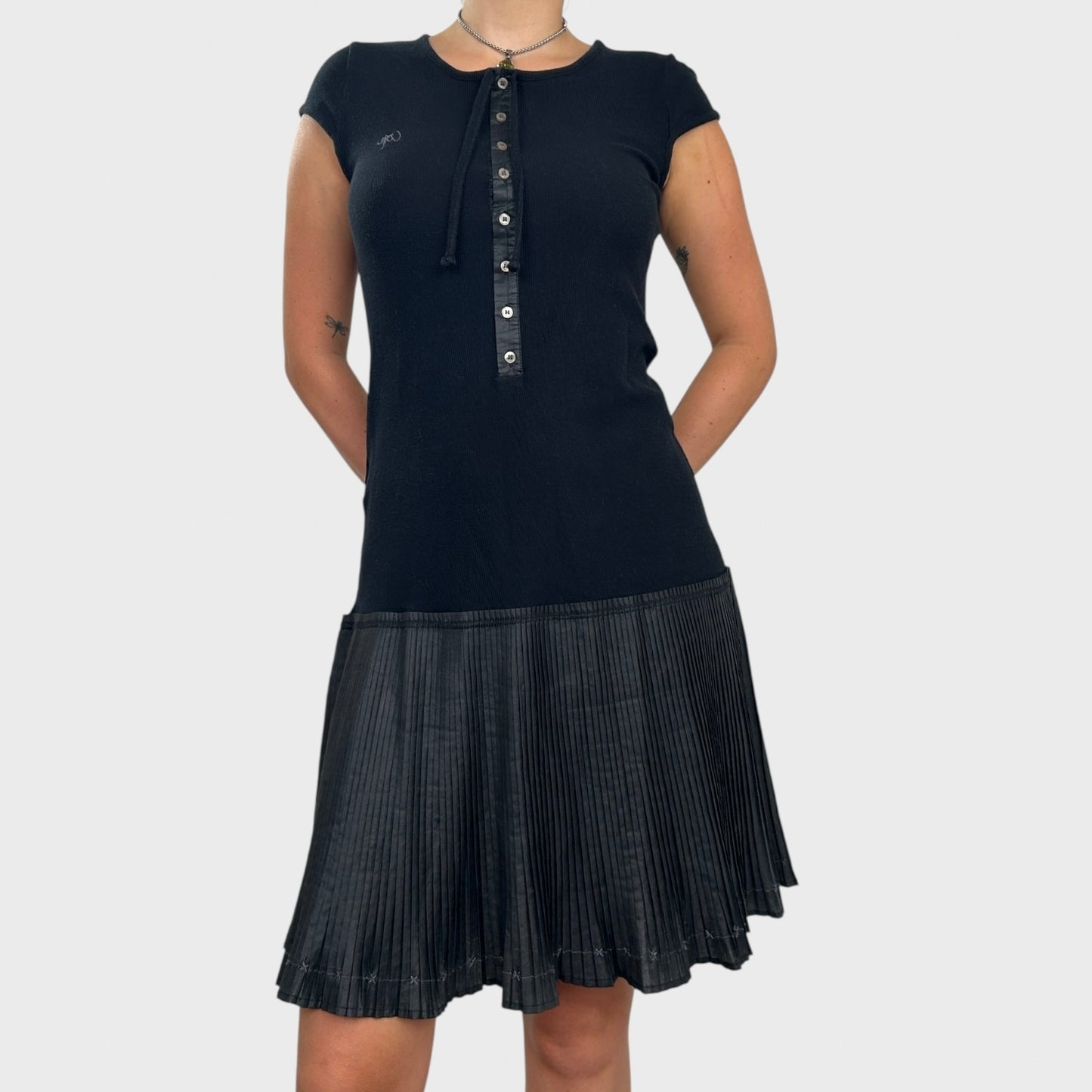 Cop Copine Drop Waist Pleated Midi Dress - S/M